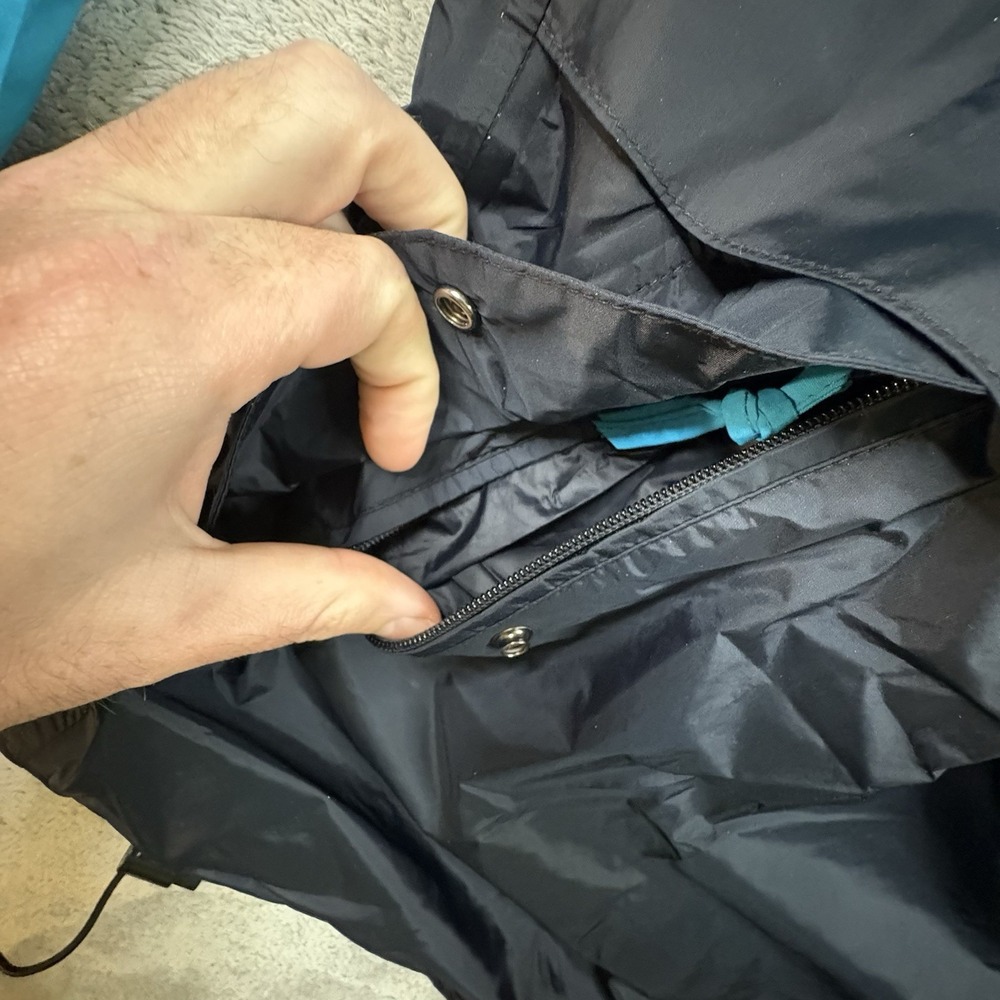 VTG REI Men's L Black/Blue Colorblock Windbreaker Hooded 90s Made in USA Goretex - Picture 9 of 14